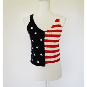 NEW Moon & Madison American Flag knit crop top
